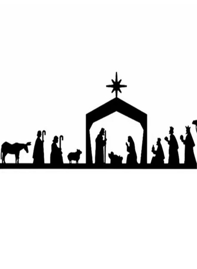 مجموعات مشهد الميلاد، مجموعات مشهد الميلاد لعيد الميلاد داخل المنزل، مشهد ميلاد معدني أسود بقاعدة خشبية، زينة مجموعة مشهد الميلاد لعيد الميلاد، طاولة منزلية، رف (#1) - Image 3